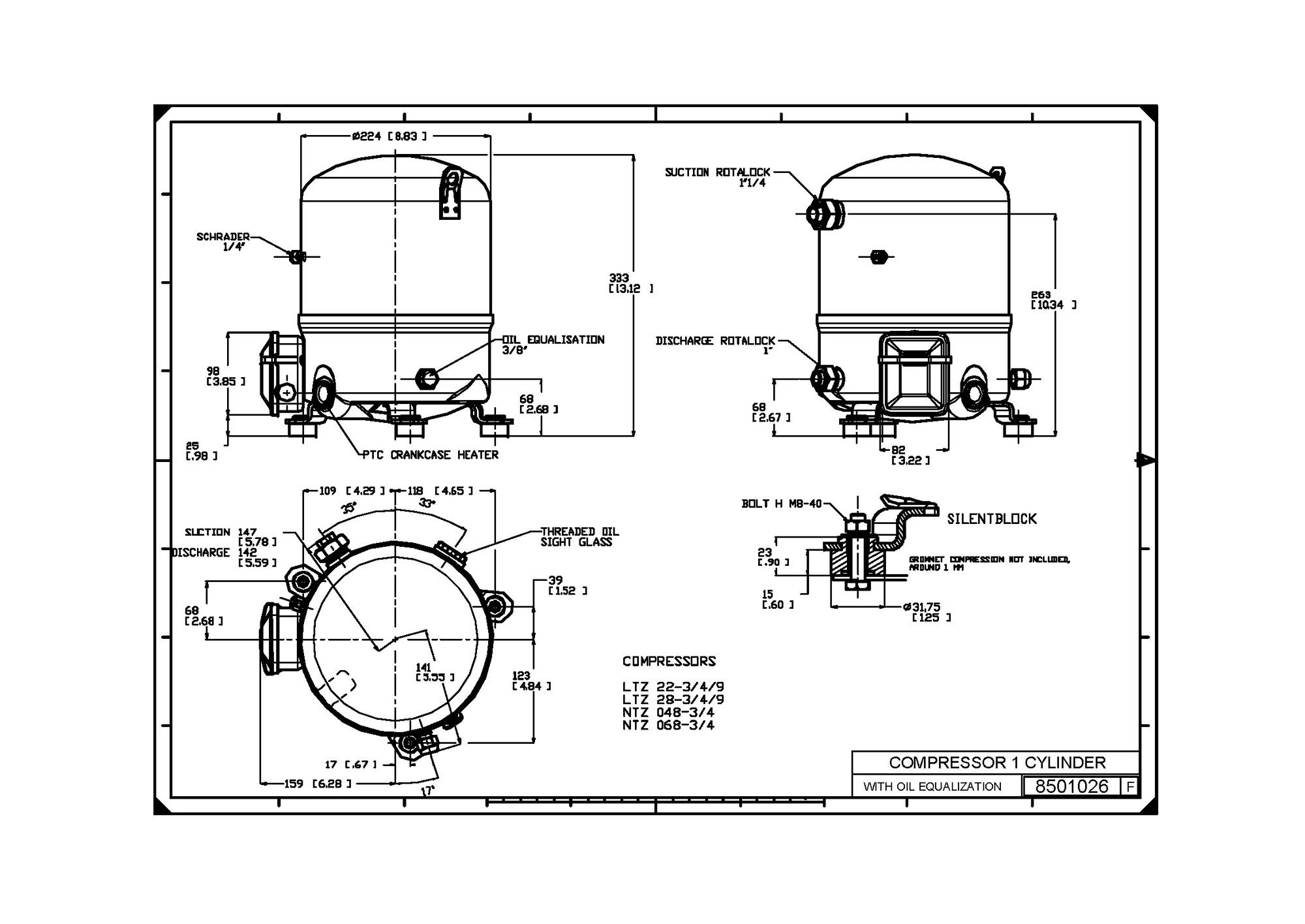Danfoss NTZ — герметичные поршневые компрессоры NTZ096A4LR1B Компрессор поршневой 120F0234  - Вид №13