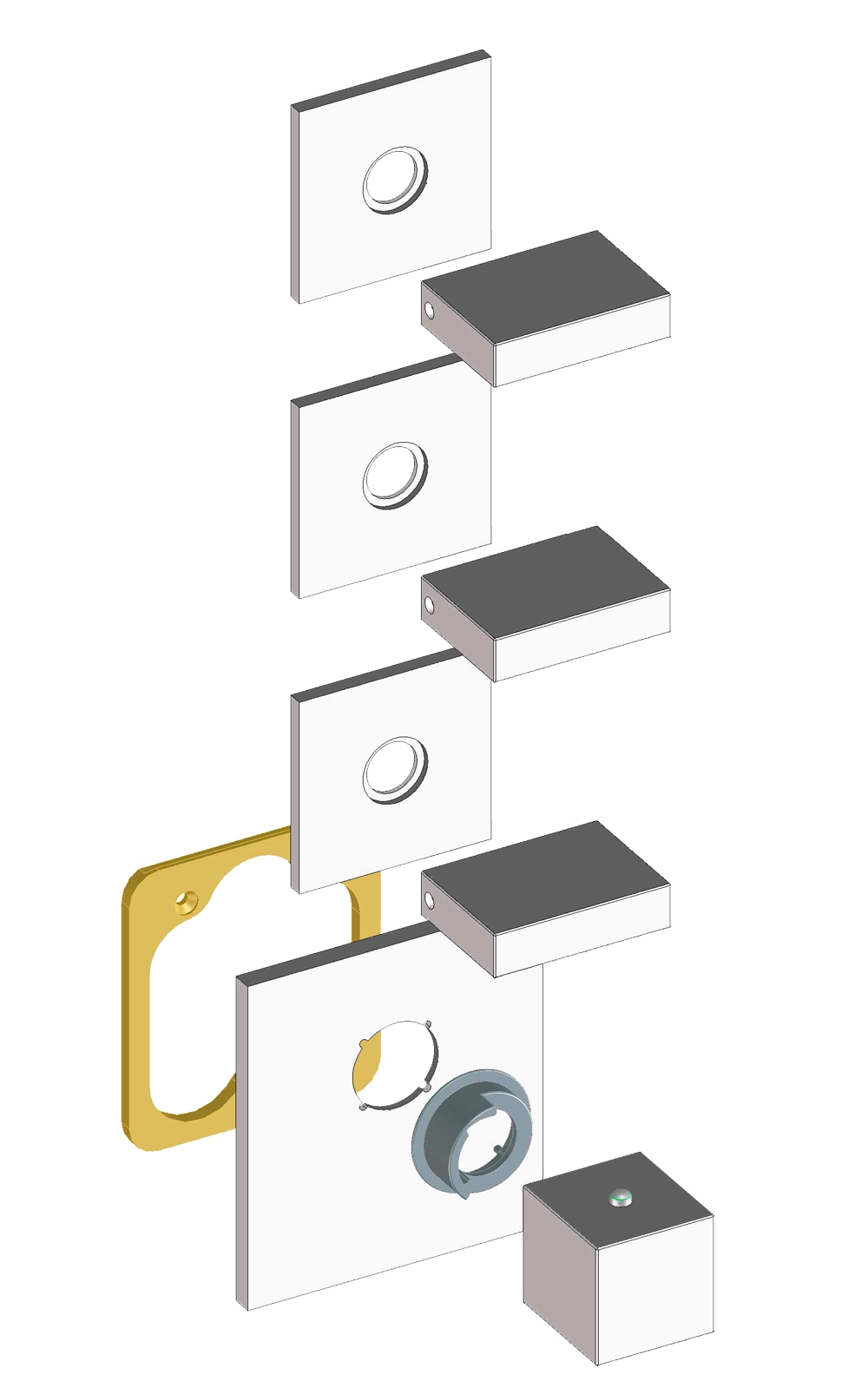 Z033205 + Z030202 000 Смеситель & запорный кран Rectangular 3 Outlets LP BOSSINI  - Вид №2