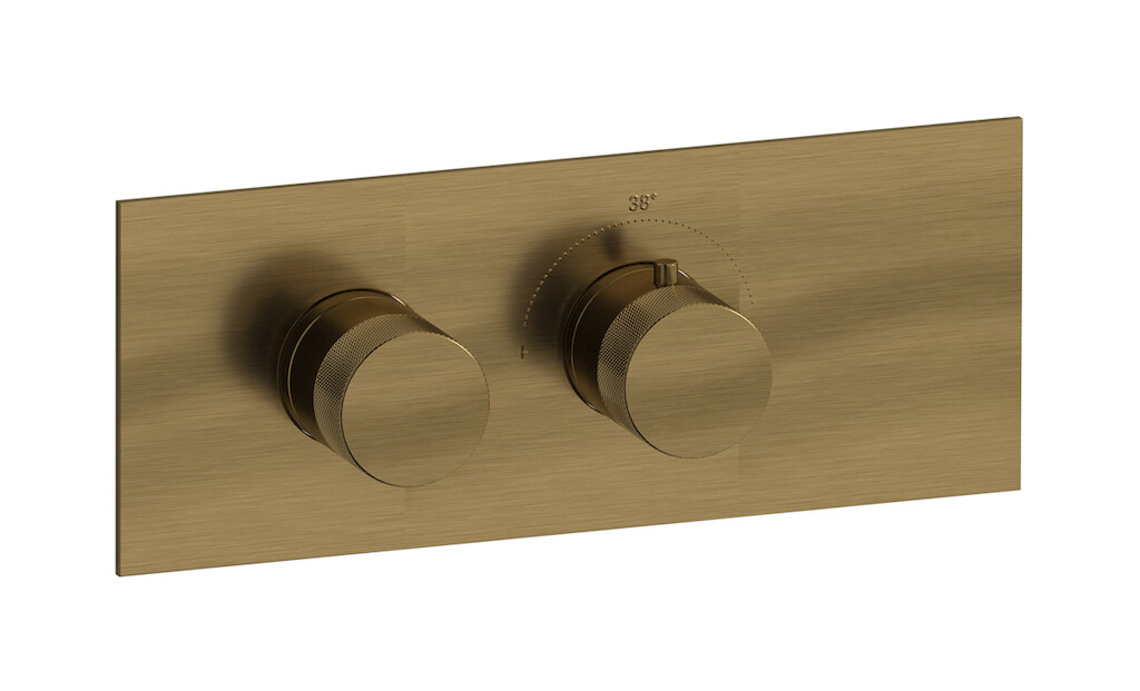 Комплект наружных частей термостата на 1 потребителей - горизонтальная прямоугольная панель с ручками Industria WE ARE IB eua121mbnid1 Modern Bronze Aqua