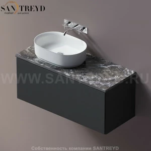 Agape ELL Столешница на тумбу с возможностью установки 1-2 раковины. Размер: длина от 100 см до 120 см. Отделка: серый мрамор AELLM1MCC1012KD