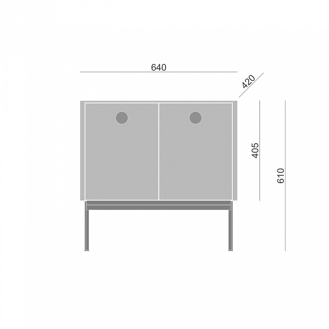 Тумба с металлическими ножками 61х64 см серая Land BRAGIN DESIGN LIVING 00-3862474 Серый - Вид №1
