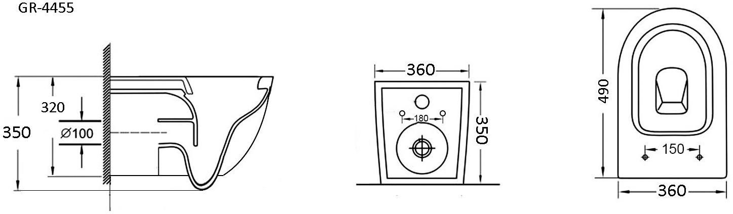 GR-4455BMS Подвесной унитаз настенный Черный Grossman  Китай  - Вид №5