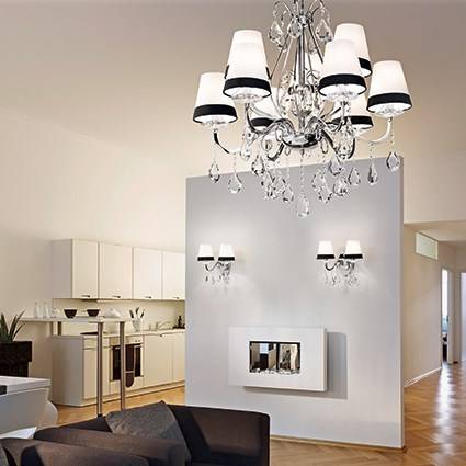 Люстра дизайнерская Sorted белая с черным Domus SP9 IDEAL LUX ДИЗАЙНЕРСКИЕ, DOMUS 057331 Белый  - Вид №1