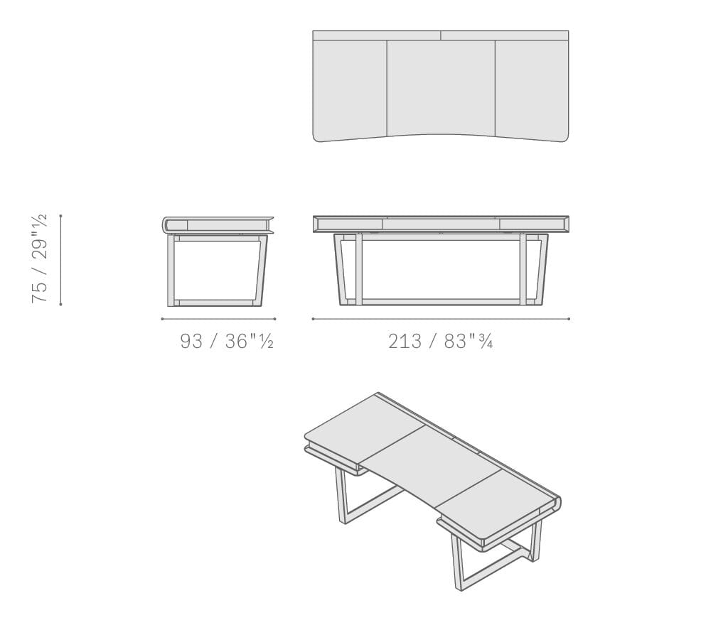 Прямоугольный стол с кожаной столешницей и ящиками Poltrona Frau офис-системы управления ARCH-00106824 - Вид №4