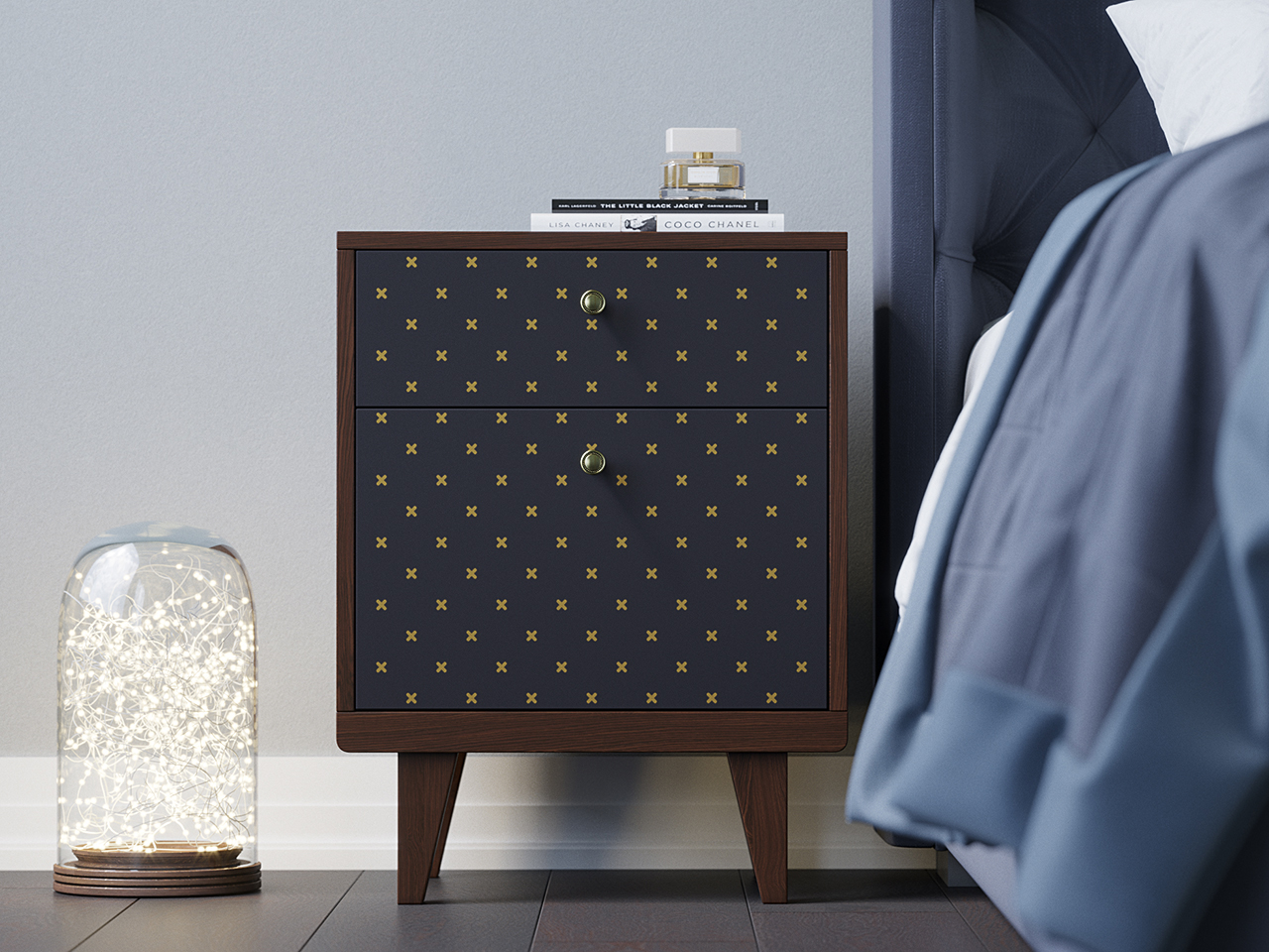 Прикроватная тумбочка дизайнерская темный дуб Thimon THE IDEA  210297 Коричневый  - Вид №3