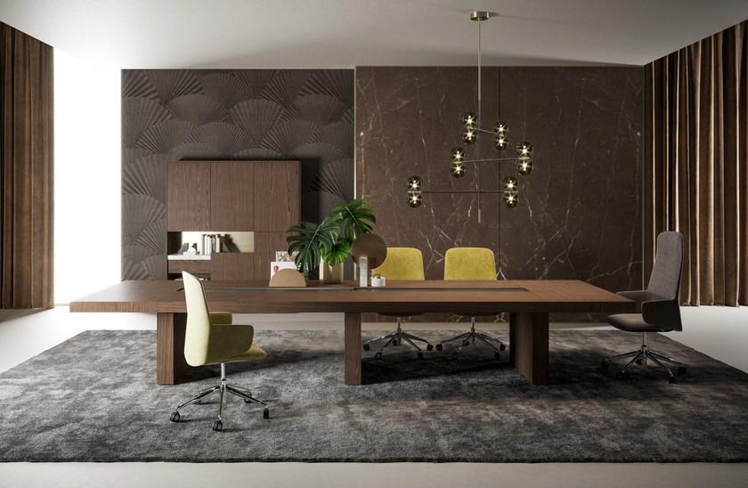 PROF Модульный деревянный стол для совещаний прямоугольной формы с системой прокладки кабелей Block 2.0 sun-id-1369355 - Вид №3