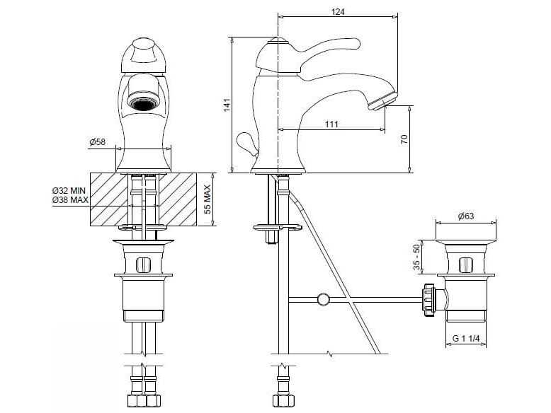 Смеситель для раковины из хромированной латуни Bugnatese Lem ARCH-00091802 - Вид №2