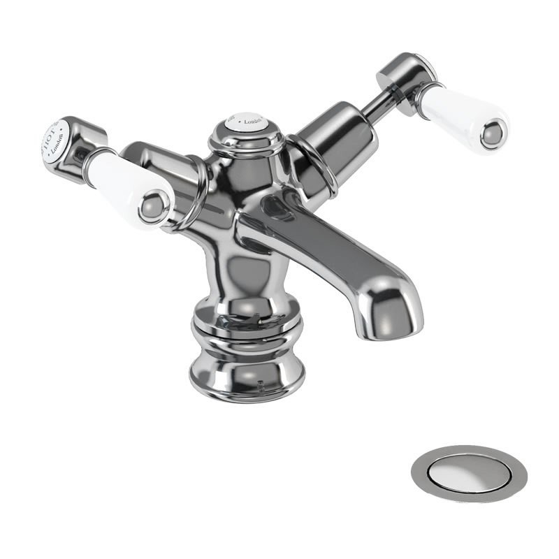 Смеситель для раковины на 1 отверстие Regent, с кнопкой Click-Clack [KER6] Regent Burlington T12-QT, W11, T4, T4B - Вид №2