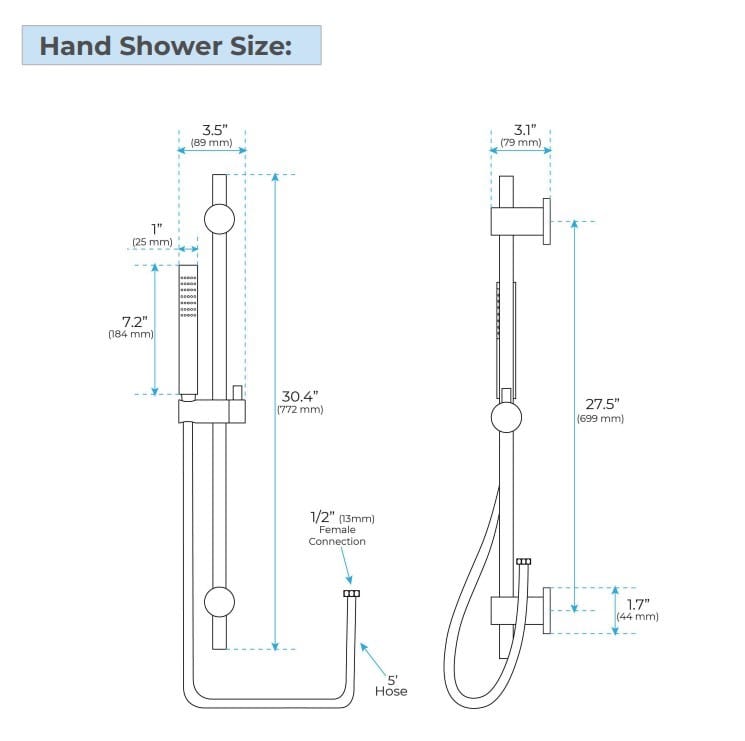 Набор для душа из латуни с ручным душем Fontana Showers FS1073 ARCH-00003960 - Вид №3