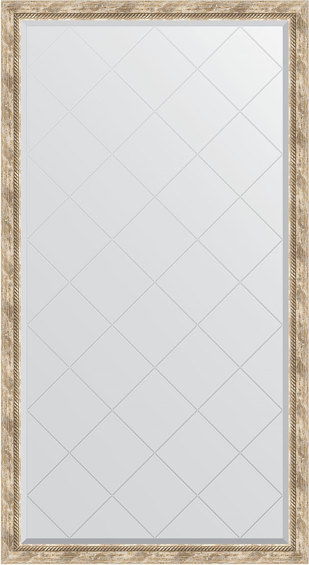 BY 6344 Зеркало напольное с гравировкой в багетной раме - прованс с плетением 70 mm EVOFORM Exclusive-G floor