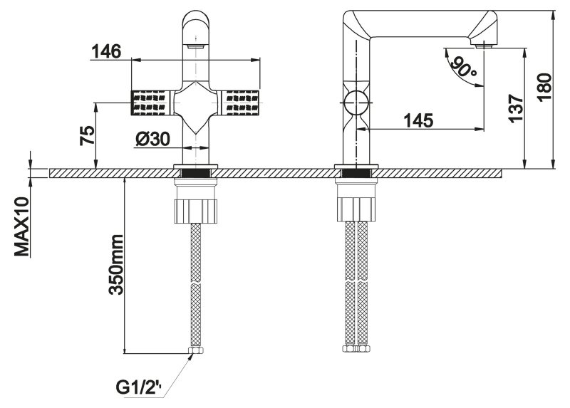 Смеситель для раковины IMPULSO IMP-LVM-CRM BELBAGNO  - Вид №1