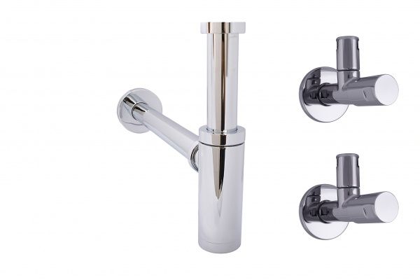 ST1742-3250-001 Schlosser, комплект: сифон Style de Luxe + 2 угловых вентиля Classic line,  подключение 1 1/4", цвет Santreyd 