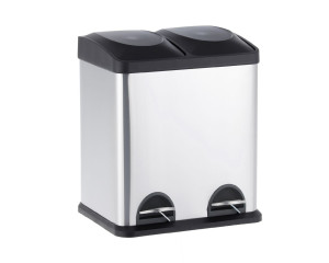 KIM702 Ведро педальное для сортировки мусора, двухкамерное, 2х15 л, матовая сталь Merida