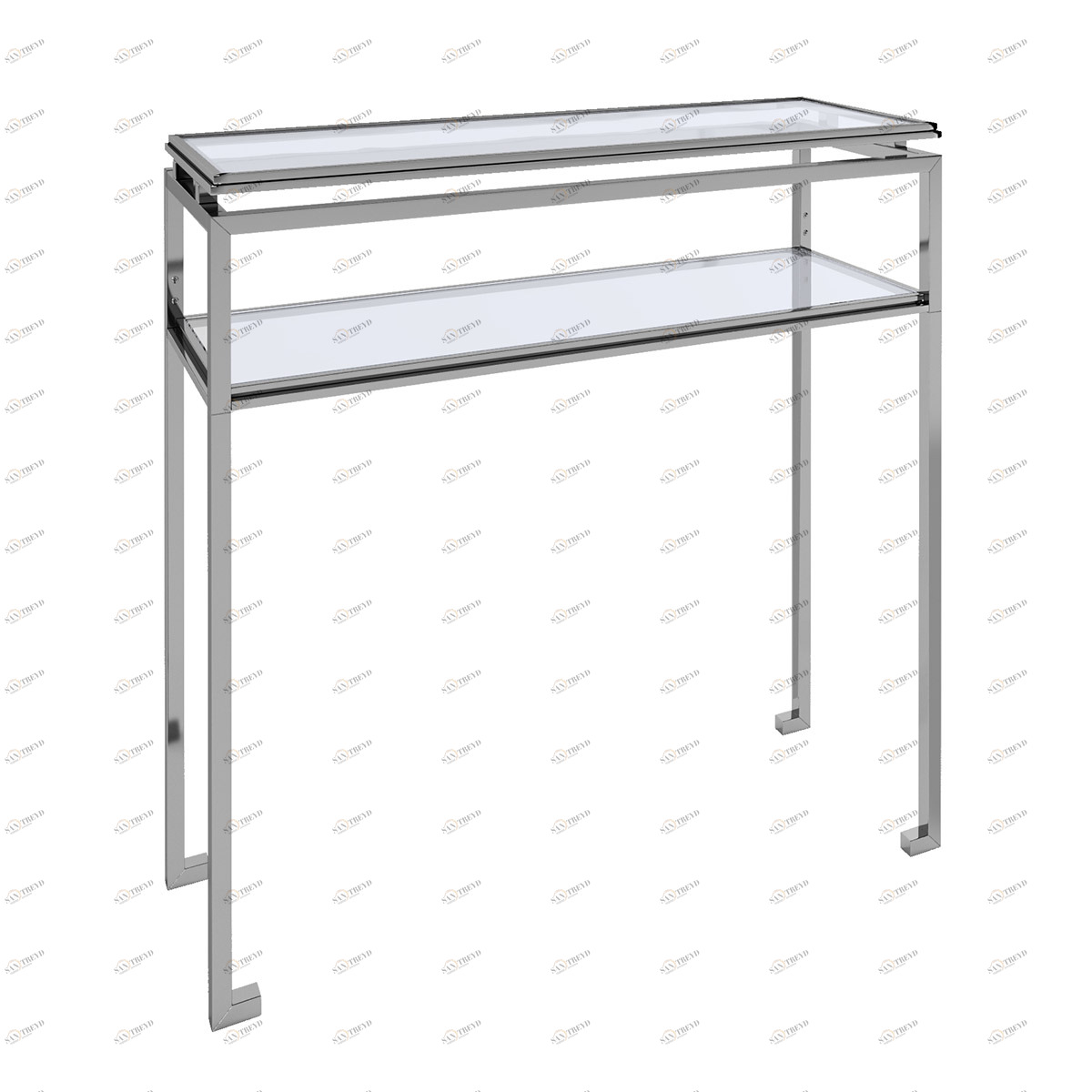 Консоль металлическая со стеклянной столешницей 92х90 см черная Rossella DELIGHT COLLECTION  00-3883298 Хром;черный 