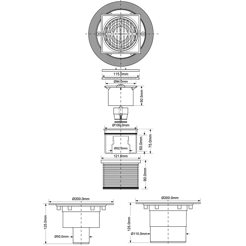 Трап для душа McAlpine 115x115 мм сухой затвор MRFG3V-50 STLM-2137352 - Вид №5
