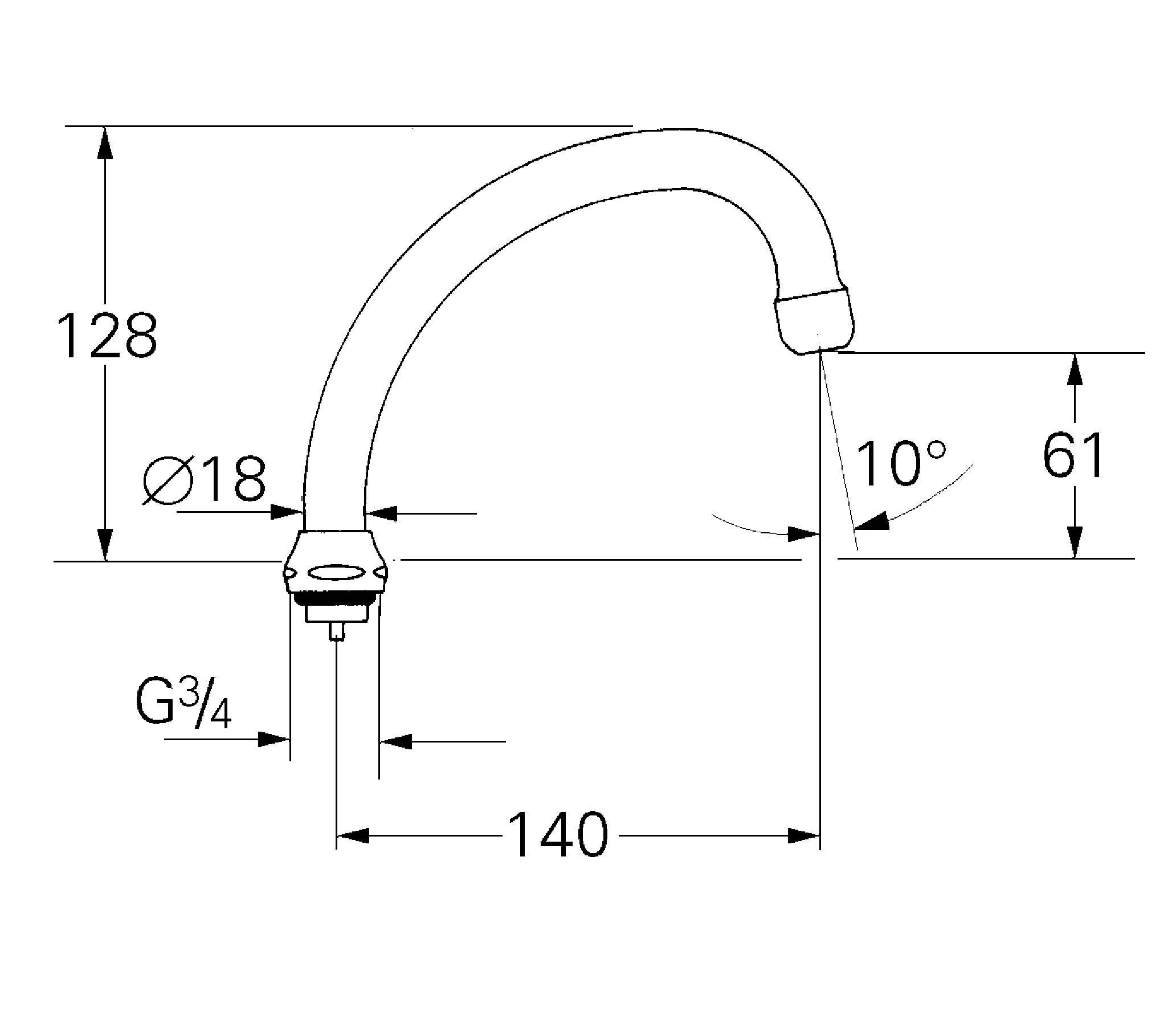 Излив для смесителя GROHE, хром (13076000) Spare Parts - Вид №1