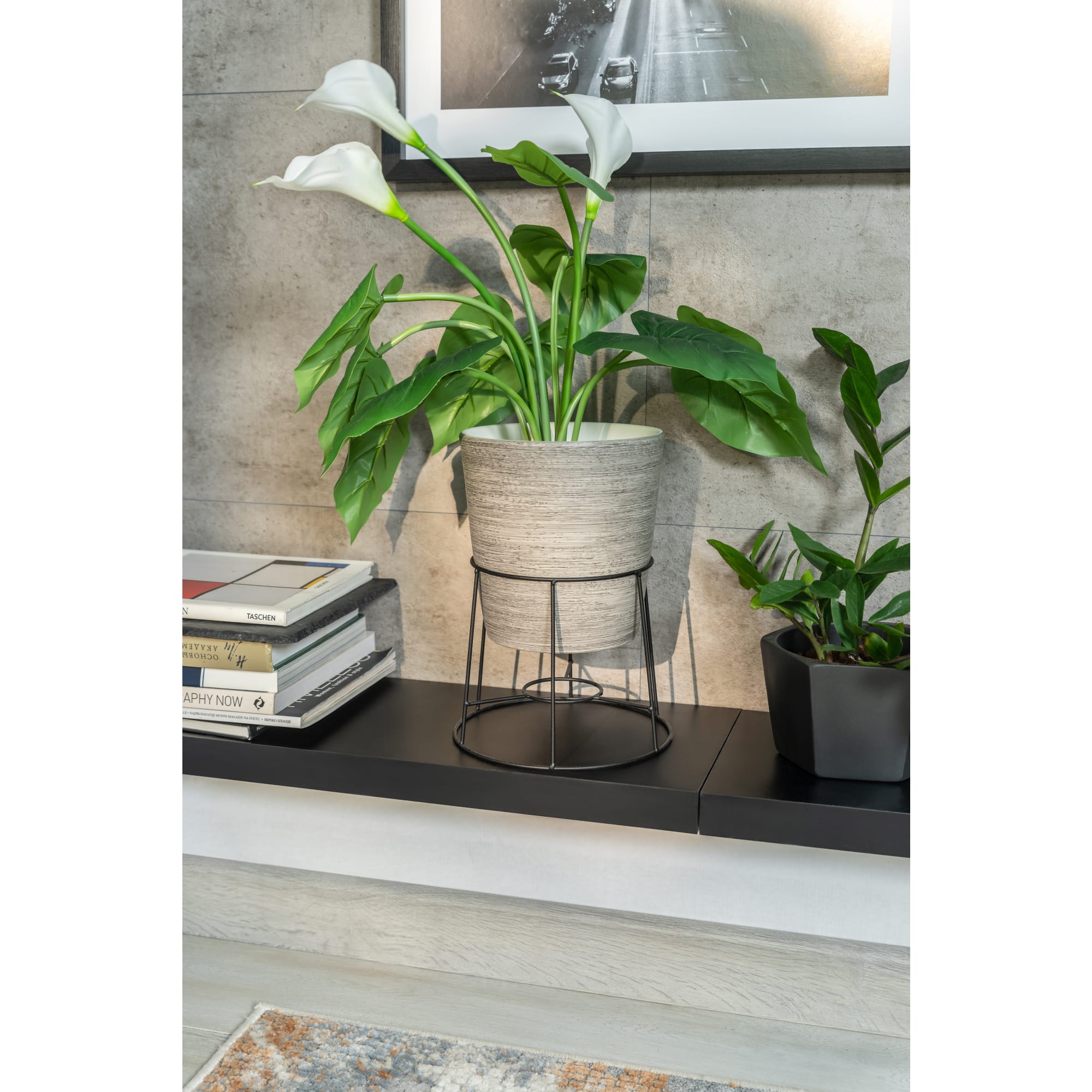 18876060 Кашпо ø14 h9 см v0.75 л керамика чёрный Эджес Santreyd  - Вид №7