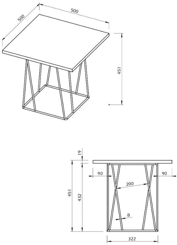 TemaHome Стол сервисный ДСП квадратный Helix sun-id-1459599 - Вид №3
