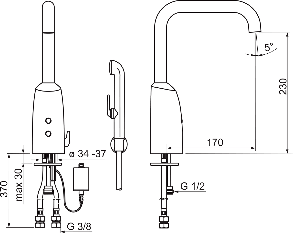 Oras 6333FZ Смеситель для умывальника, 6 V, Bluetooth 6333FZ Electra Хром  - Вид №1