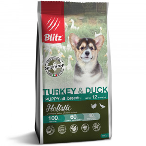 ПР0055621 Корм для щенков Holistic беззерновой индейка, утка сух. 500г Blitz