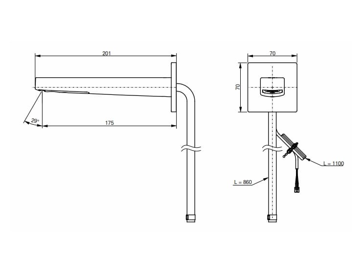 Настенный электронный смеситель для раковины TOTO TLE25009E / TLE25010E ARCH-00135062 - Вид №2