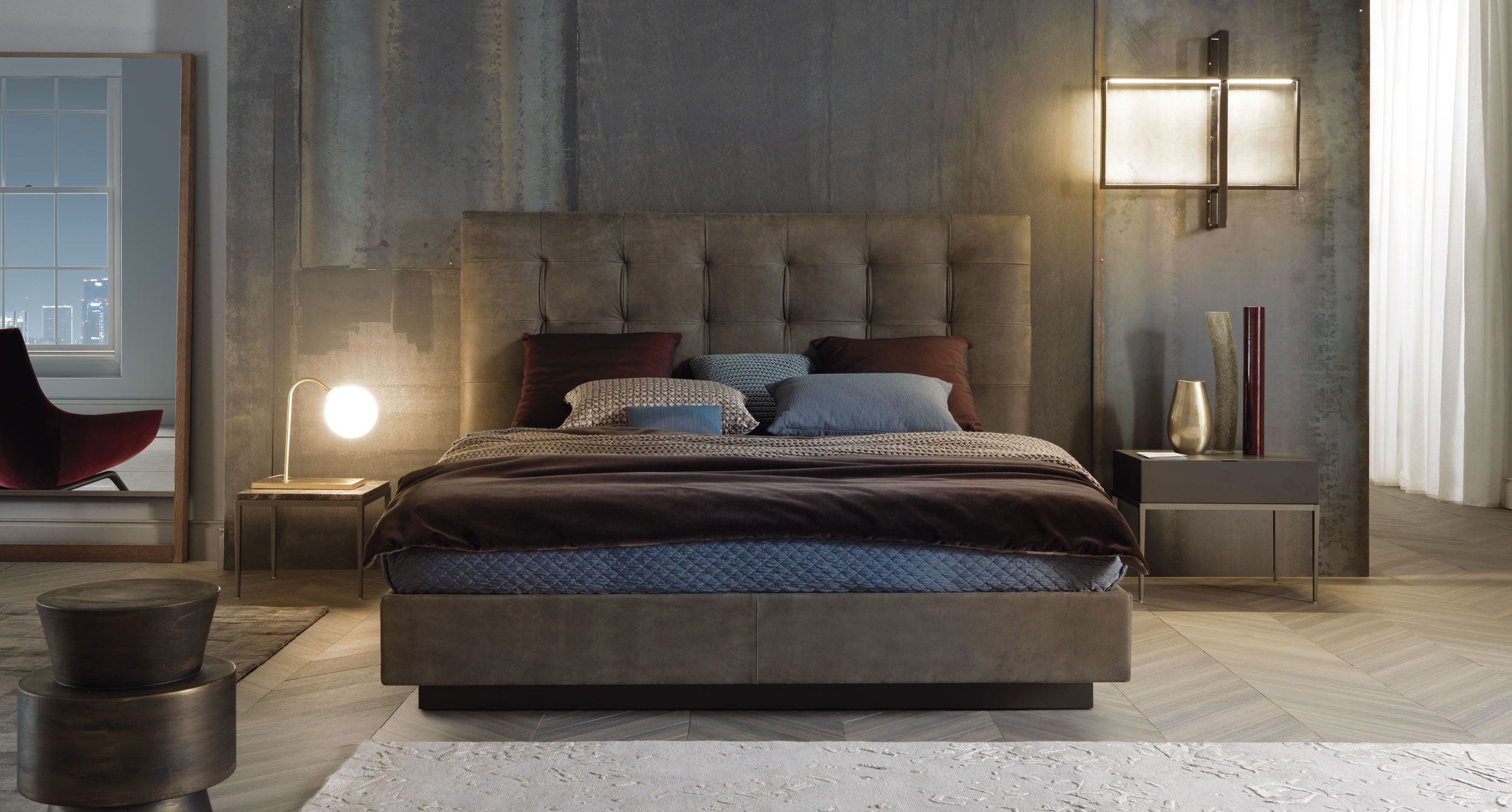 Кожаная двуспальная кровать с мягким изголовьем MisuraEmme FRIDA ARCH-00151181 - Вид №4