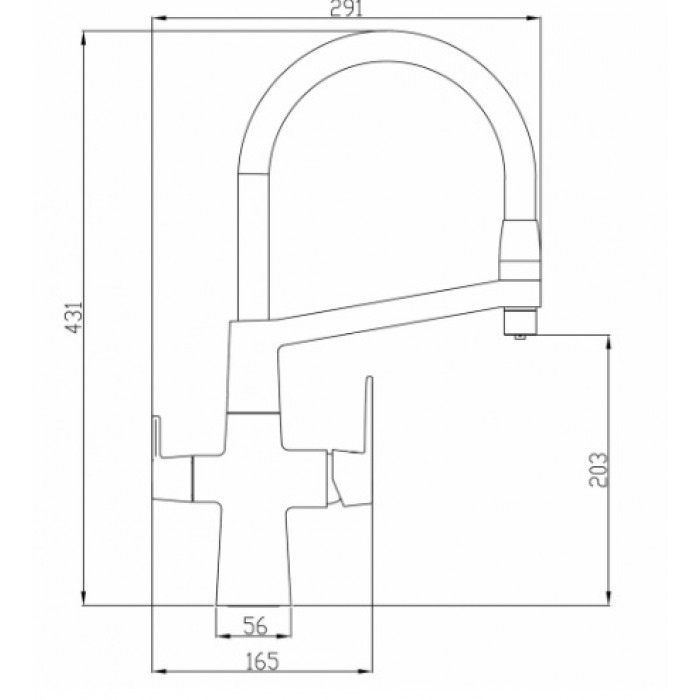 Steel Hammer SH 818-6 BLACK CR Смеситель для кухни Zorg 431x291  - Вид №2