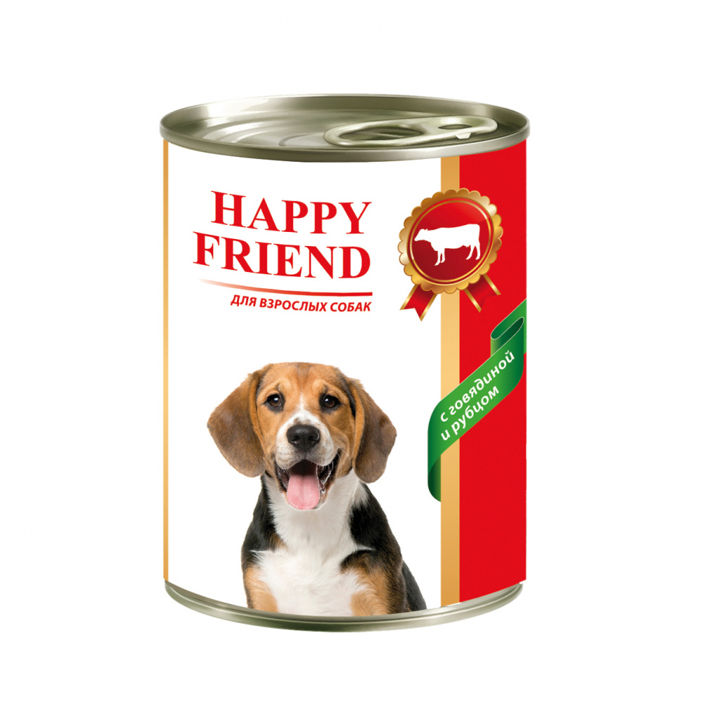 ПР0056084 Корм для собак с говядиной и рубцом банка 410г HAPPY FRIEND 
