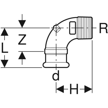 GEBERIT 63884 Переходной угольник Geberit Mapress из меди 90°, с наружной резьбой  - Вид №2