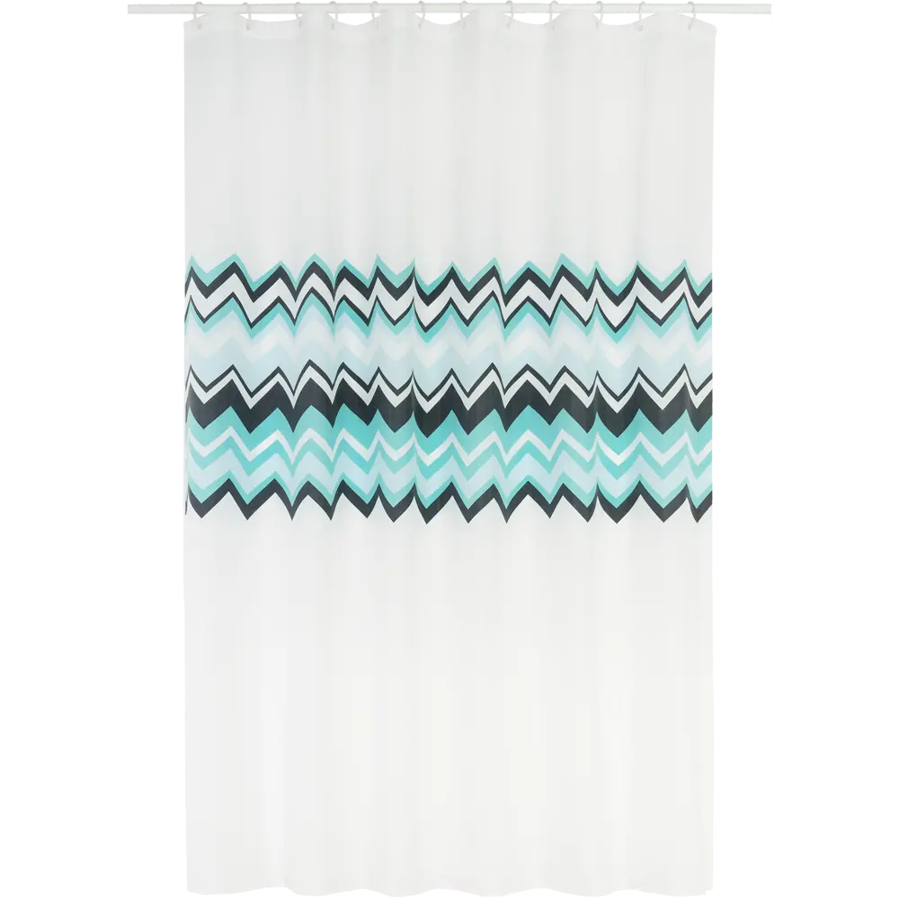 Штора для ванны Bacchetta Zig Zag Acqua с кольцами 180x200 см полиэстер , цвет мультиколор 84621376 STLM-2030286 Шторы текстильные - Вид №1