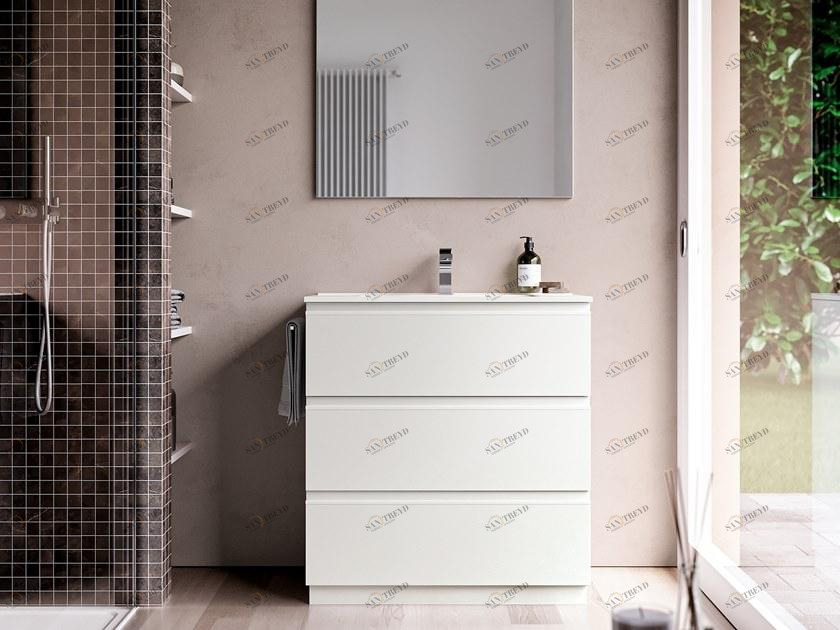 Ideagroup Отдельностоящая лакированная тумба под умывальник с ящиками System sun-id-1422567