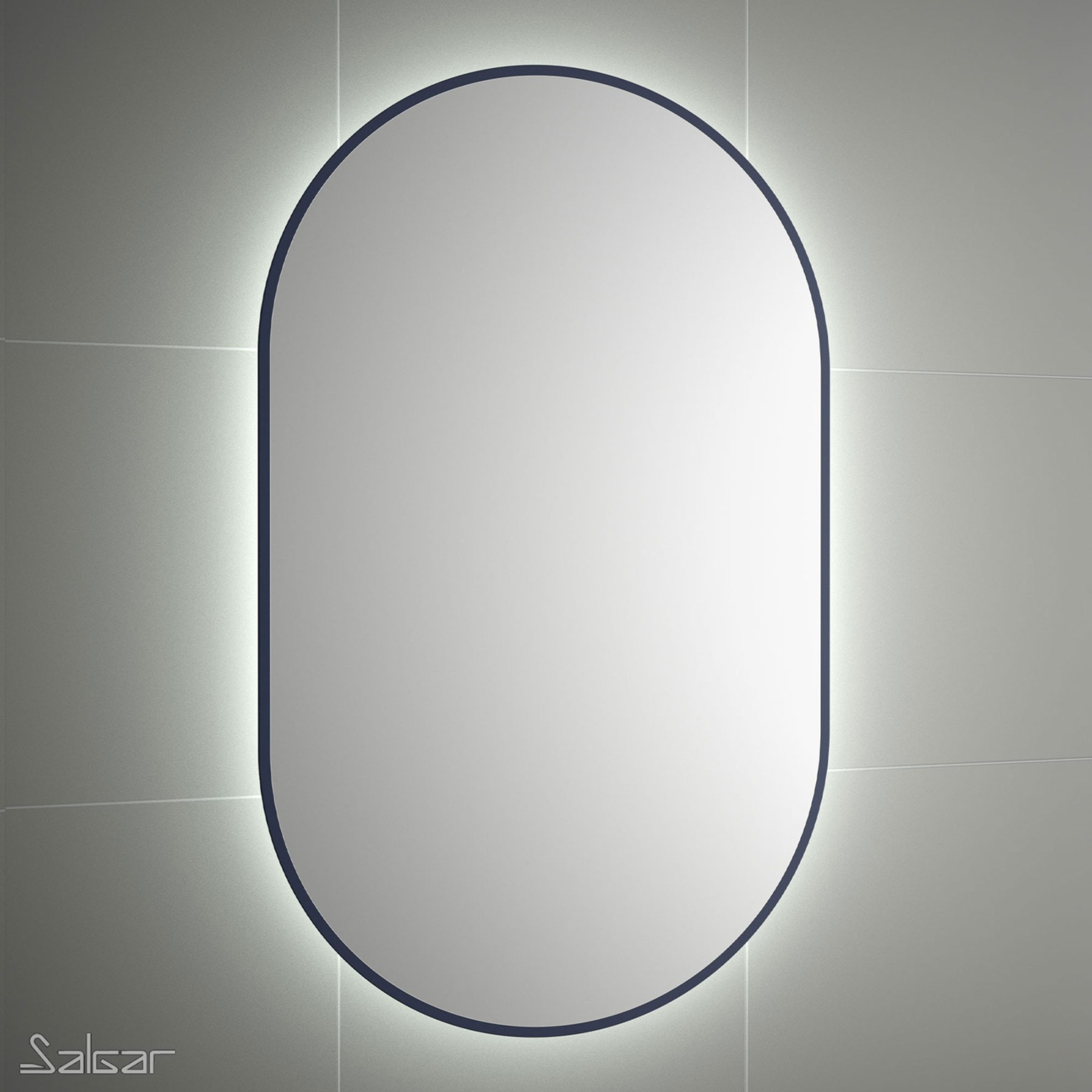 87866 SALGAR Зеркало OLIMPIA 920 night blue вертикальное со светодиодной подсветкой (20 Вт) IP44 920 x 520 x 30 мм Зеркало