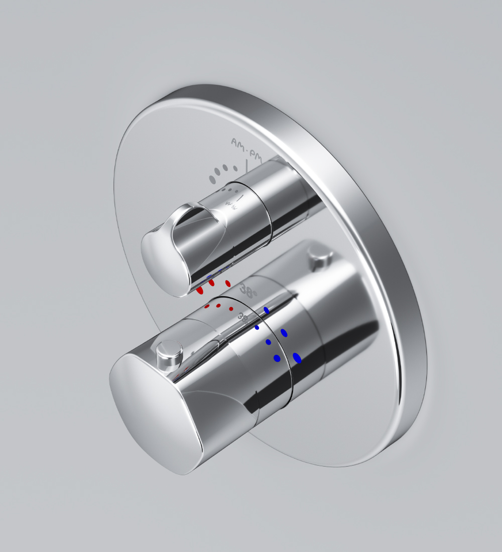 F9085500 смеситель д/ванны/душа с термостатом монтируемый в стену хром шт AM.PM Gem - Вид №2