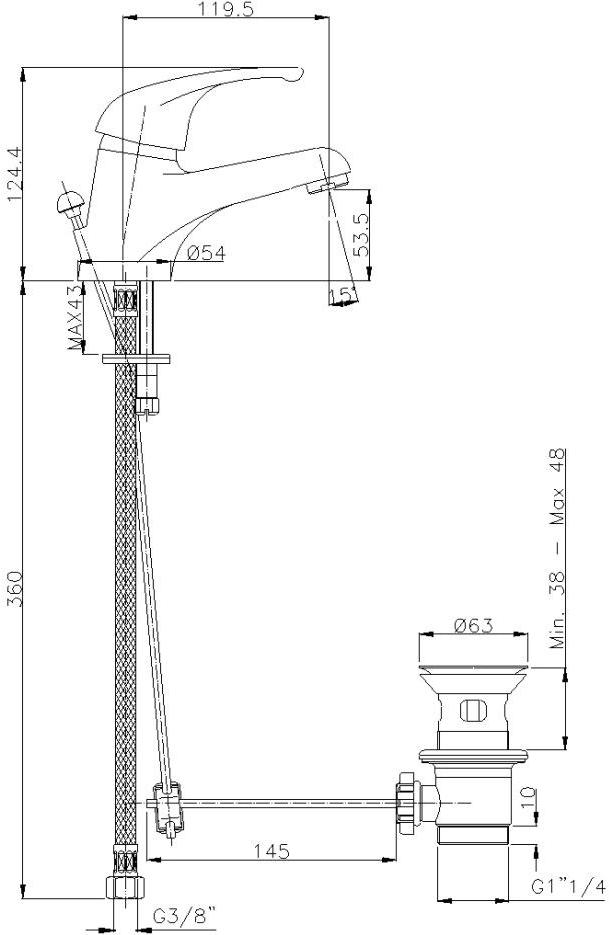 Ponte Giulio Смеситель для раковины, однорычажный Standard H50gbs01 - r39rus07 - Вид №2
