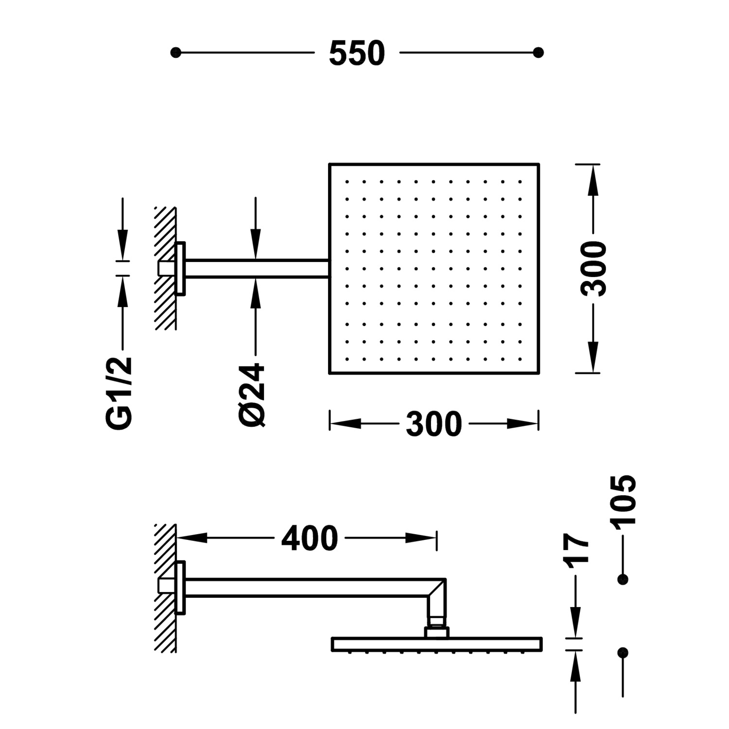 Настенный кронштейн с регулируемой насадкой для душа-03443101 TRES Showers - Вид №1
