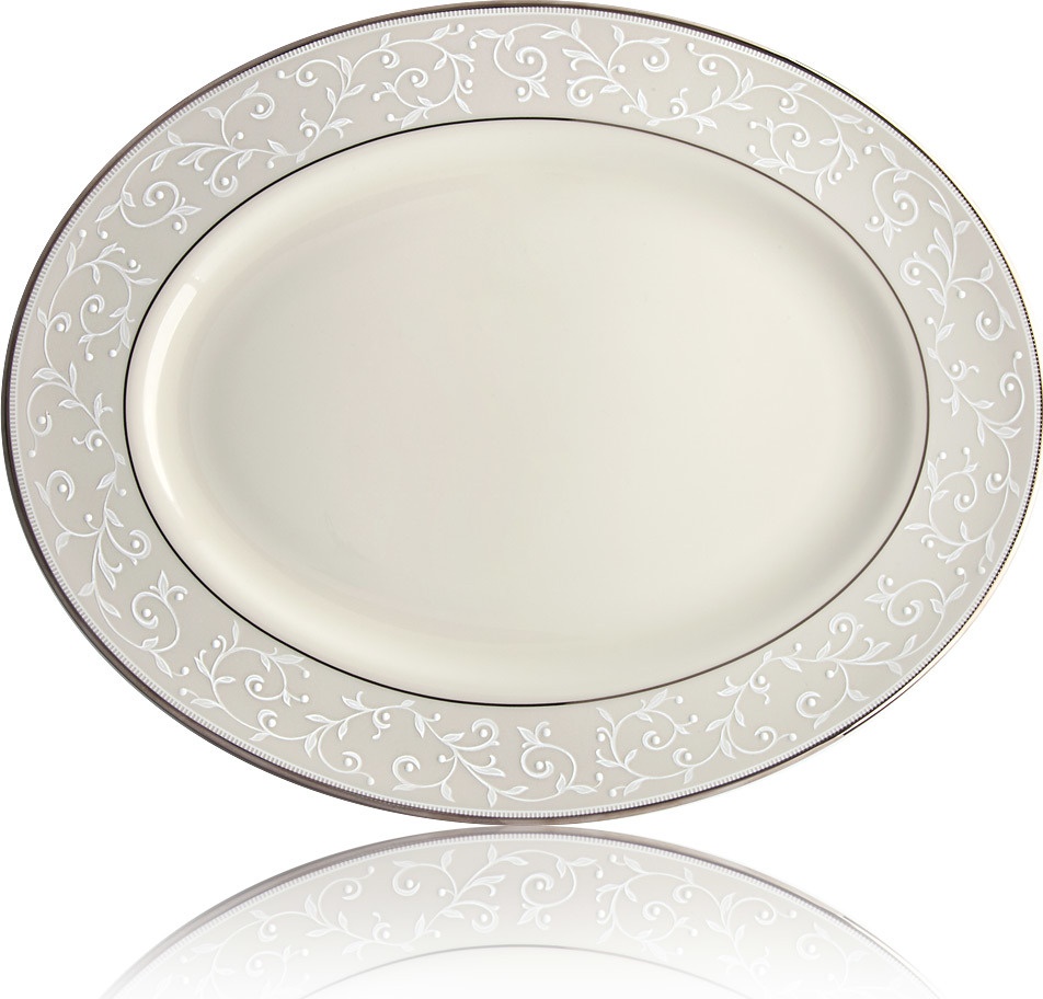 10524959 Lenox Блюдо овальное Lenox "Чистый жемчуг" 33см Фарфор костяной 