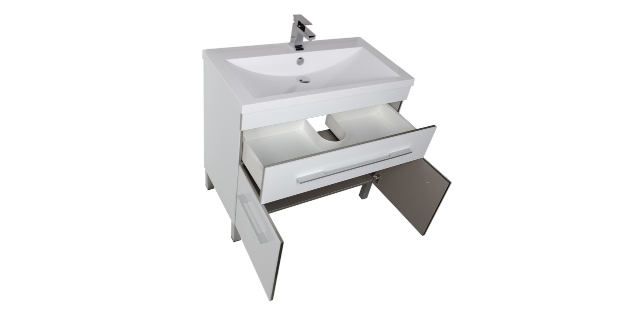 Комплект мебели Aquanet Верона 90 белый (напольный 1 ящик 2 дверцы) 00182948 - Вид №4