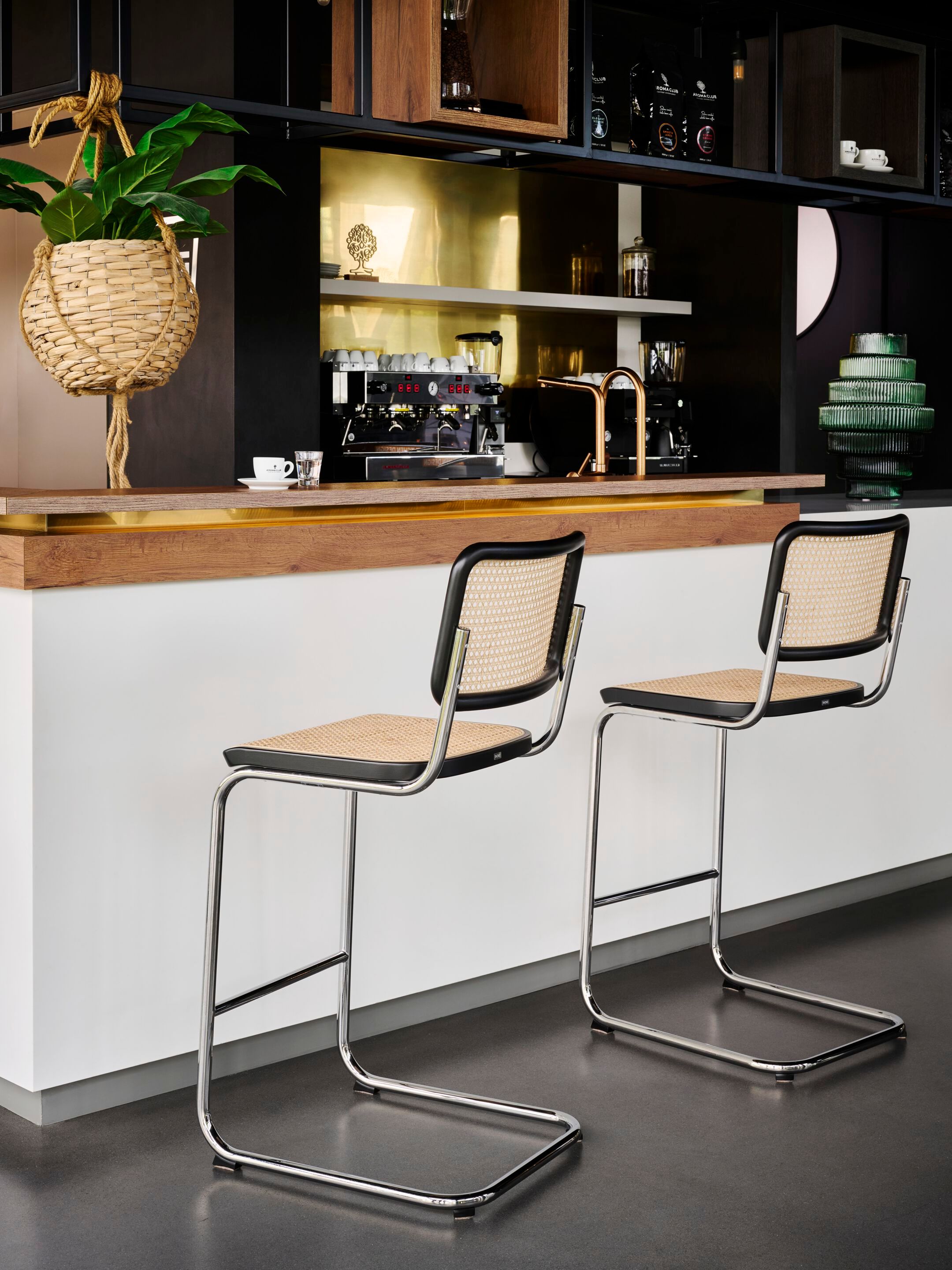 Высокий консольный стул с подставкой для ног THONET S 32 / S 64 ARCH-00113479 - Вид №1
