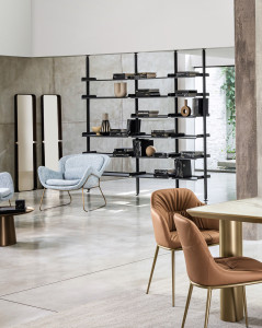 Книжный шкаф из алюминия с креплением пол-потолок или стена