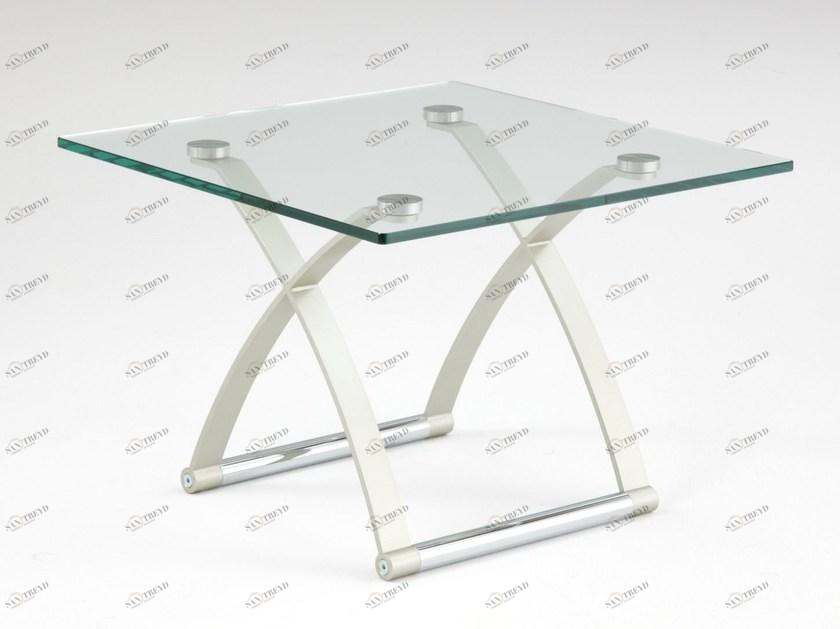 Rolf Benz Квадратный журнальный столик из стали и стекла sun-id-1368426