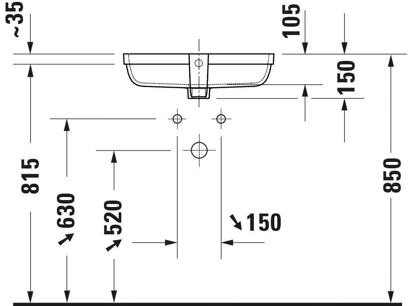 Керамическая прямоугольная встраиваемая раковина Duravit Qatego ARCH-00008089 - Вид №7