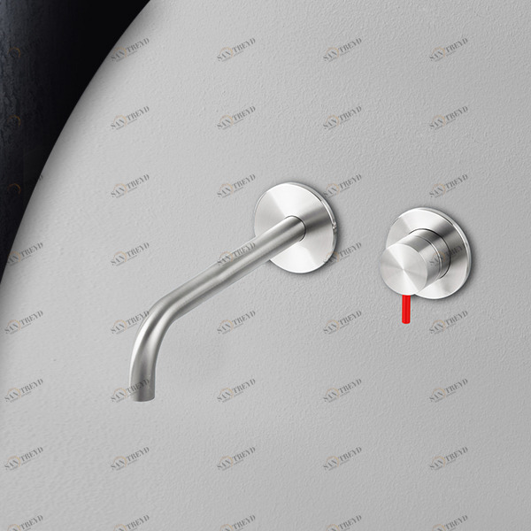 Смеситель для раковины сталь глянцевая с красной ручкой Toki Radomonte TKI19LCIL25