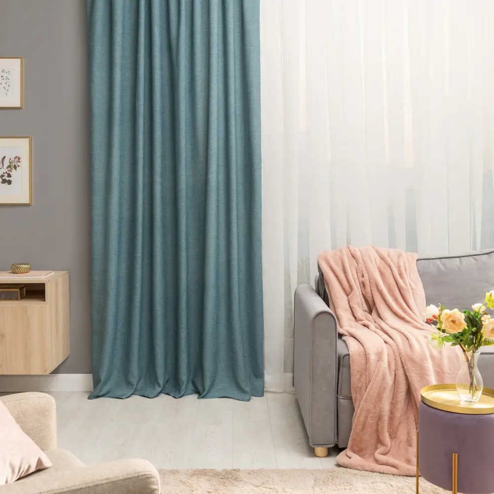 Штора на ленте Inspire Sely 200x280 см цвет сине-зелёный Aqua 2 82485658 STLM-2147501 