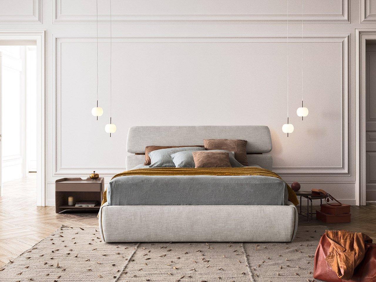 Двуспальная кровать из ткани с высоким изголовьем Pianca RIALTO ARCH-00125810 - Вид №6