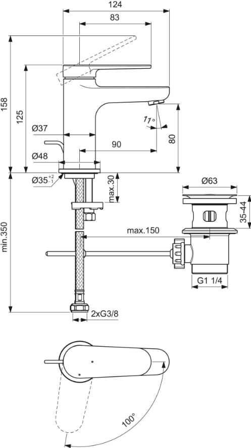 Однорычажный смеситель для раковины Ideal Standard CERAFINE O ARCH-00084932 - Вид №2