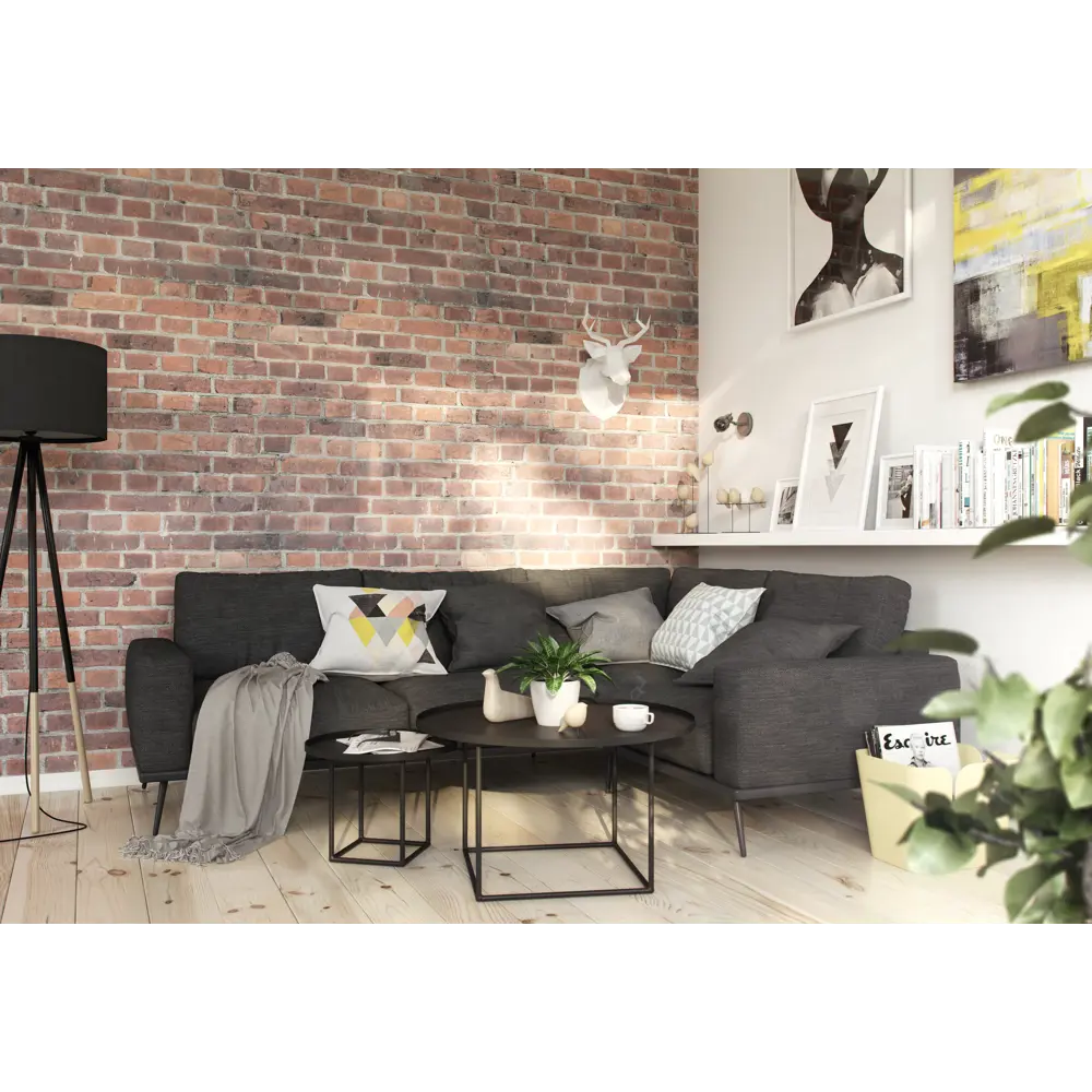 Комплект стеновых панелей ПВХ Редбрик 2700x250x8 мм 2.7 м² 4 шт VOX STLM-2186928 - Вид №1