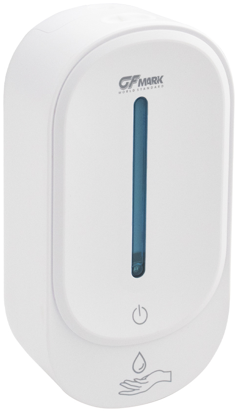 GFmark - Дозатор СЕНСОРНЫЙ, для жидкого МЫЛА, пластик АБС, БЕЛЫЙ, большой, с полоской, 350 мл, питание 4АА, код: 676