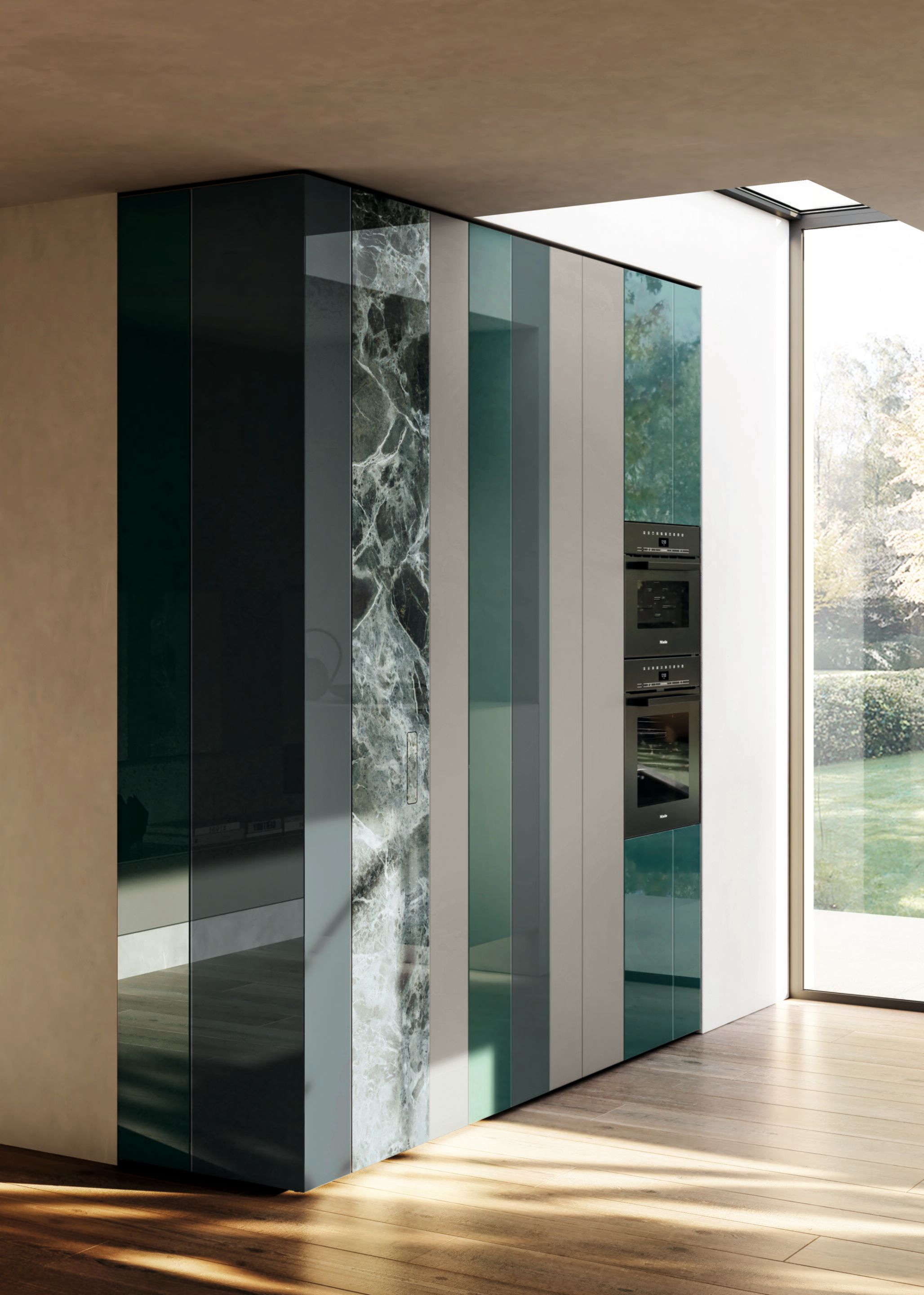 Деревянная и стеклянная кухня без ручек Lago N. O. W ARCH-00114032 - Вид №3