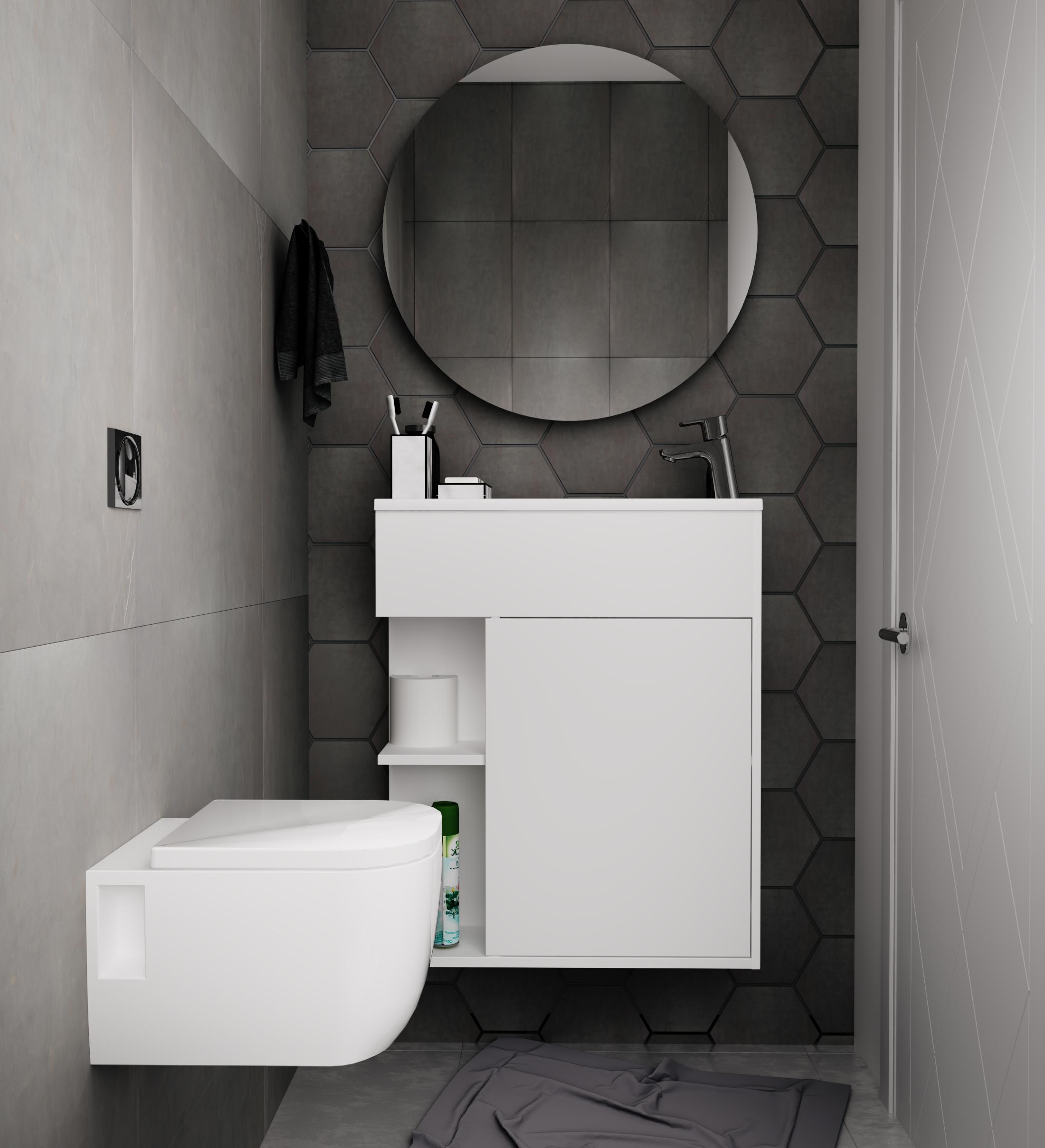 У94717 Тумба с раковиной Stretto 60П 1д. Белый глянец 1 Marka Stretto  - Вид №2