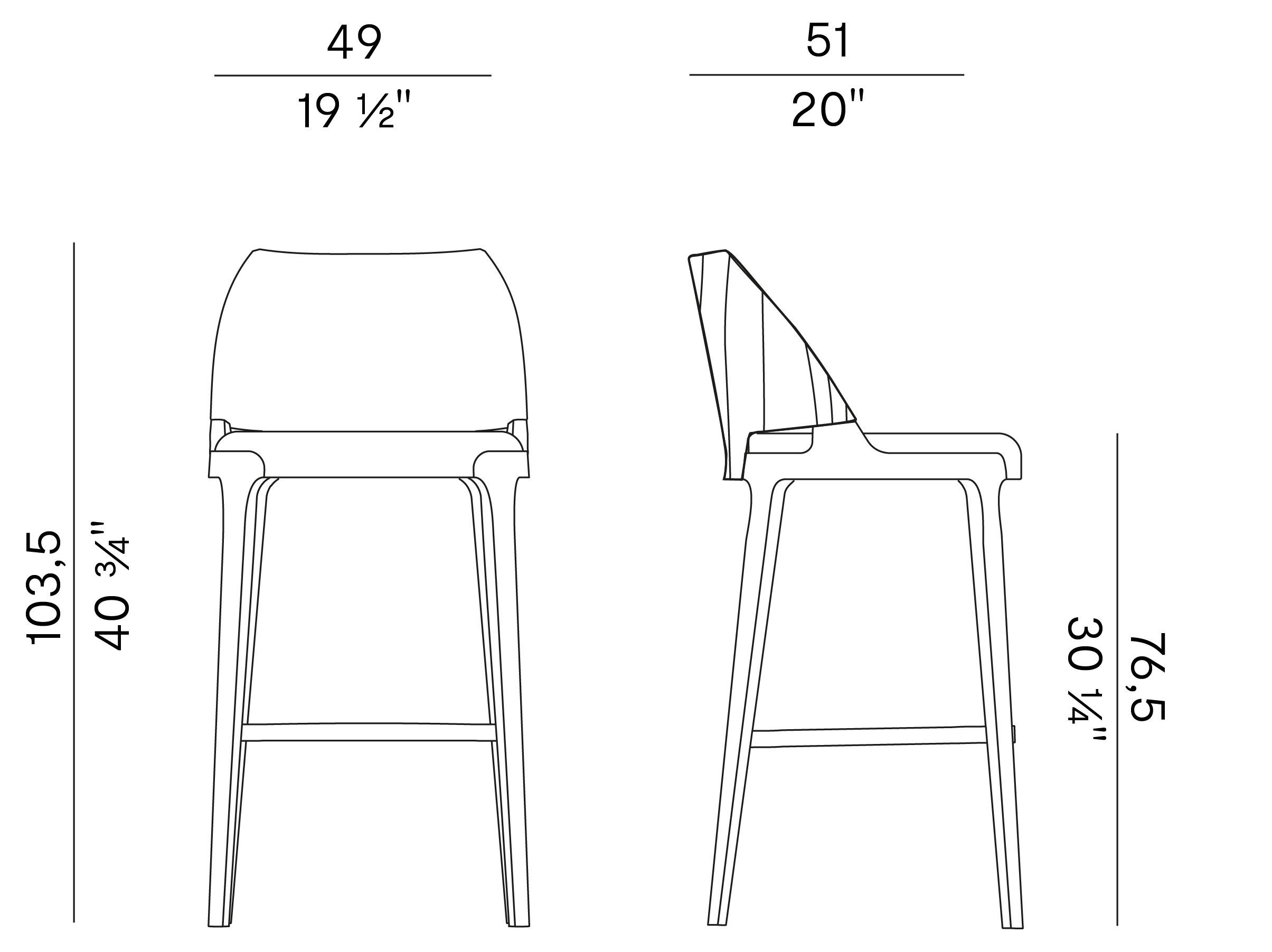 Высокий стул с тканевой подкладкой с подставкой для ног Potocco Velis Wood ARCH-00133097 - Вид №4
